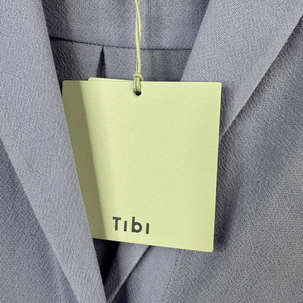 Tibi Sheer Wool Gauze Oversized Shirt Lavender Purple Shawl Collar S119WC7310 4 - Picture 4 of 9